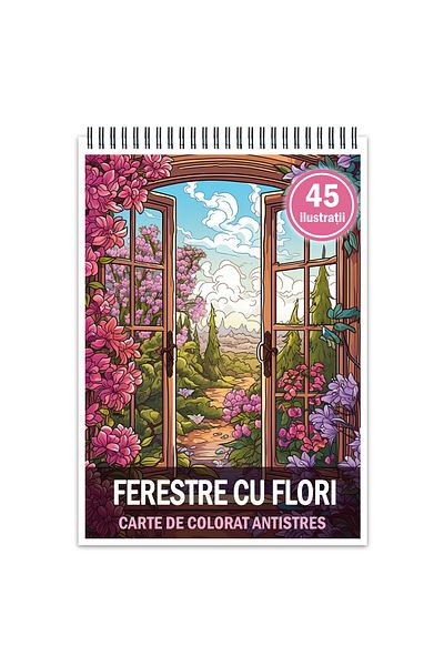 Legendary Gifts Anti-stress Coloring Book, 45 Illustrations Windows With Flowers, 106 Pages, Format: A5