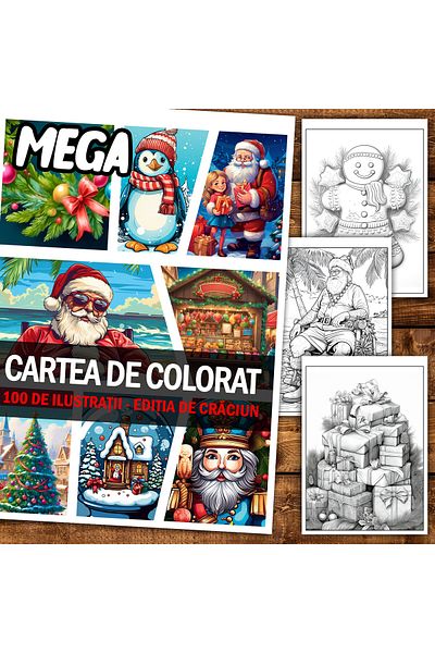 Legendary Gifts Mega Anti-stress Coloring Book, 100 Illustrations, Christmas Edition, 206 Pages, Format: A5