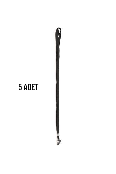 VİVA İnox Metal Clip Name Badge Lanyard 5 Pieces Black
