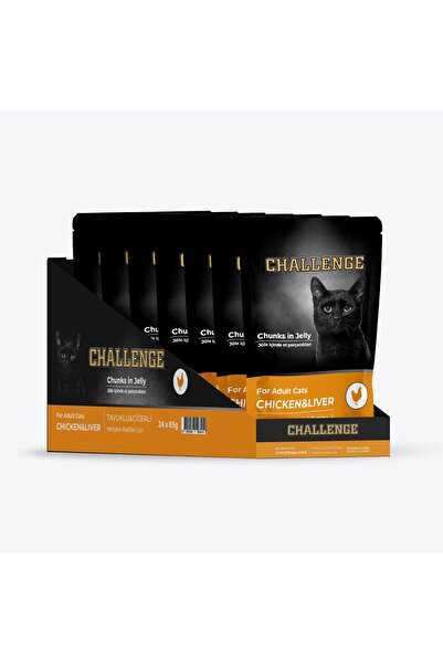 Challenge Pouch Challenge Tavuklu Ciğerli Yetişkin Kedi Yaş Mama 85grx24ad