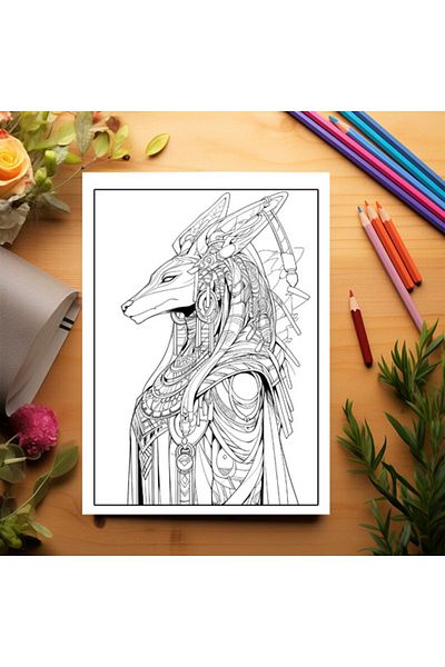 Legendary Gifts Coloring Book, 50 Illustrations, Egyptian Gods, 106 Pages, Format: A5