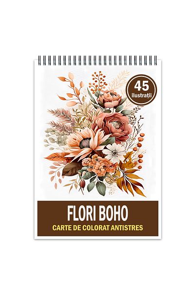 Legendary Gifts Coloring Book For Relaxation And Anti-stress, 45 Illustrations, Boho Flowers, 96 Pages, Format: A5