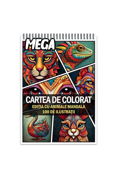 Legendary Gifts Mega Anti-stress Coloring Book, 100 Illustrations With Mandala Animals, 206 Pages, Format: A5