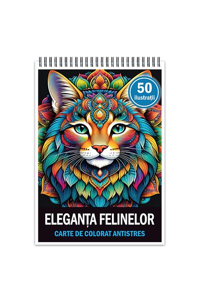 Legendary Gifts Anti-stress Coloring Book, 50 Illustrations Feline Elegance, 106 Pages, Format: A5