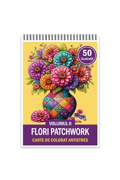 Legendary Gifts Anti-stress Coloring Book, 50 Illustrations Patchwork Flowers - Volume Ii, 106 Pages, Format: A5