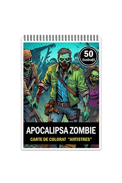Legendary Gifts Anti-stress Coloring Book, 50 Illustrations, Zombie Apocalypse, 106 Pages, Format: A5