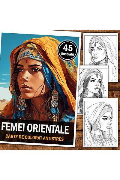 Legendary Gifts Anti-stress Coloring Book, 45 Illustrations, Oriental Women, 96 Pages, Format: A5