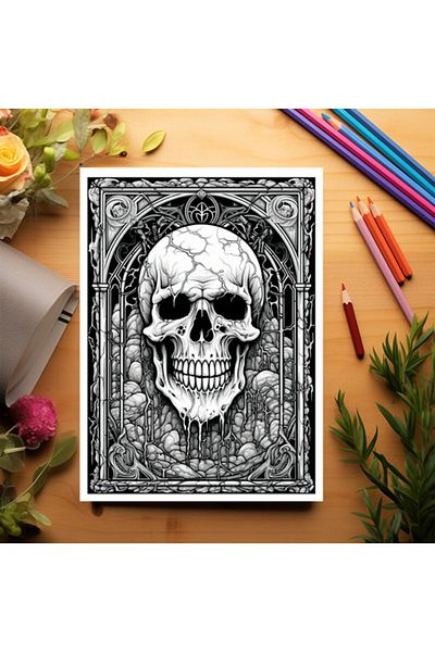 Legendary Gifts Coloring Book For Adults, 50 Illustrations, Horror Stained Glass, 106 Pages, Format: A5