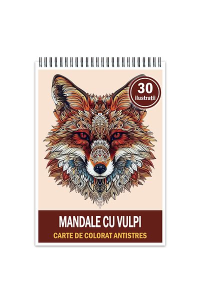 Legendary Gifts Anti-stress Coloring Book, 30 Mandala Illustrations With Foxes, 106 Pages, Format: A5