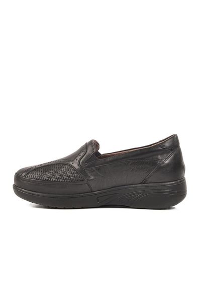 WALKWAY 42652 Z Black Genuine Leather Women's Casual Shoes