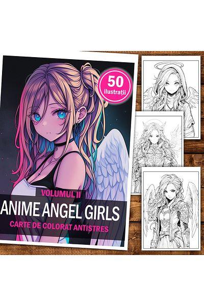 Legendary Gifts Anti-stress Coloring Book, 50 Illustrations, Anime Angel Girls - Volume Ii, 106 Pages, Format: A5