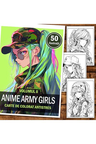 Legendary Gifts Antistress Coloring Book, 50 Illustrations, Anime Army Girls - Volume Ii, 106 Pages, Format: A5