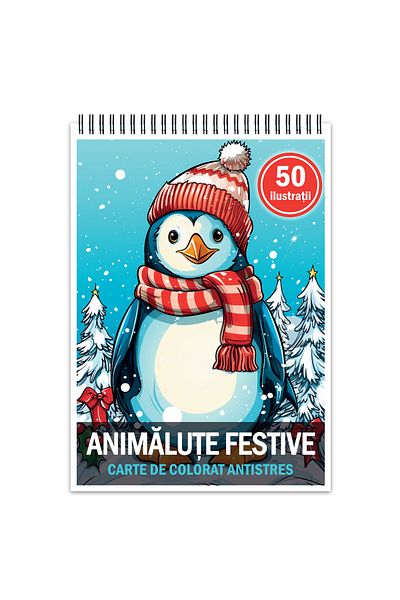 Legendary Gifts Anti-stress Coloring Book, 50 Illustrations, Festive Animals, 106 Pages, Format: A5