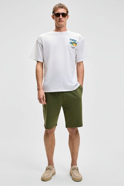 GRIMELANGE Camillo Men's Pocket Zippered Elastic Waist Light Khaki Shorts & Bermuda