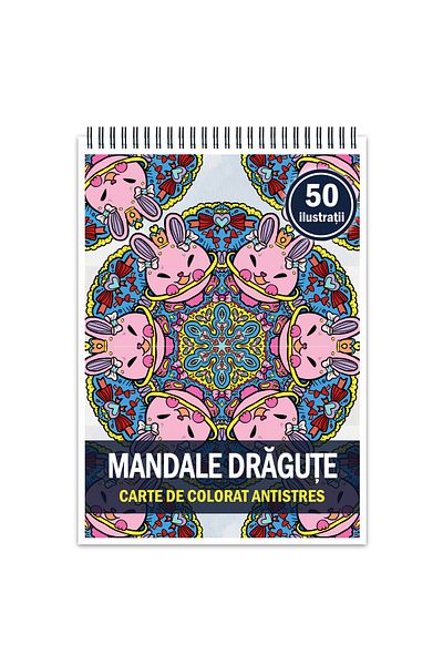 Legendary Gifts Anti-stress Coloring Book, 50 Cute Mandala Illustrations, 106 Pages, Format: A5
