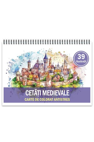 Legendary Gifts Anti-stress Coloring Book, 39 Illustrations Medieval Fortresses, 84 Pages, Format: A5
