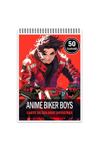 Legendary Gifts Anti-stress Coloring Book, 50 Illustrations, Anime Biker Boys, 106 Pages, Format: A5