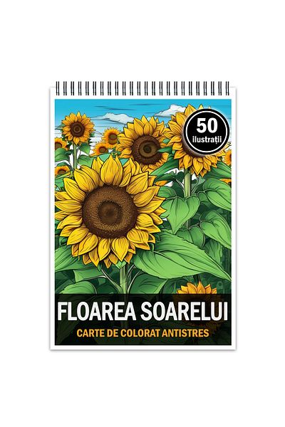 Legendary Gifts Anti-stress Coloring Book, 50 Illustrations, Sunflower, 106 Pages, Format: A5