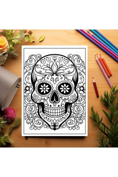 Legendary Gifts Adult Coloring Book, 50 Illustrations, Sugar Skulls - Volume I, 106 Pages