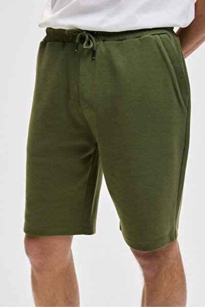 GRIMELANGE CAMILLO Erkek Cebi Fermuarlı Beli Lastikli Açık Haki Şort & Bermuda