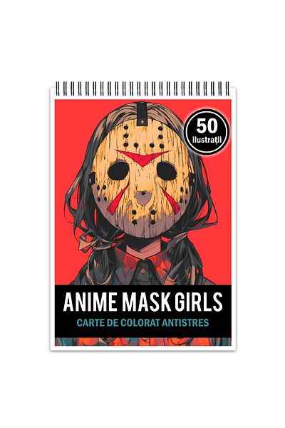 Legendary Gifts Anti-stress Coloring Book, 50 Illustrations, Anime Mask Girls, 106 Pages, Format: A5
