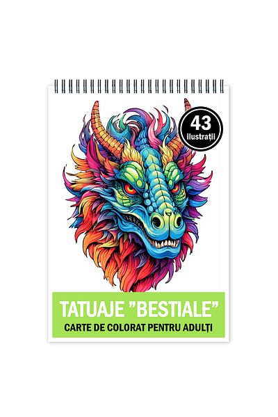 Legendary Gifts Anti-stress Coloring Book, 43 Illustrations, Bestial Tattoos 92 Pages, Format: A5