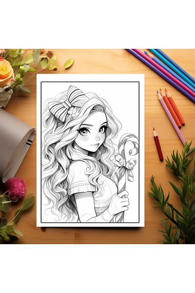 Legendary Gifts Anti-stress Coloring Book, 50 Illustrations, Anime Christmas Girls, 106 Pages, Format: A5