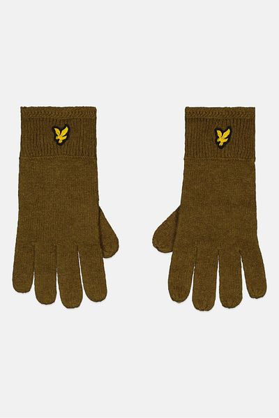 Lyle & Scott Men 1 Pair Brand Logo Knitted Glove, Olive