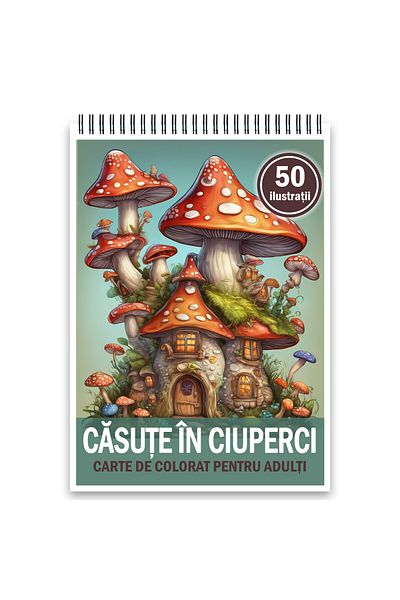 Legendary Gifts Coloring Book, 50 Illustrations, Mushroom Houses, 106 Pages, Format: A5