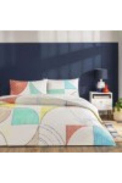 Taç Double bed linen with elastic 100% cotton ranforce, geometric pattern, TAC, Luvina