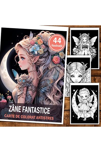 Legendary Gifts Anti-stress Coloring Book, 44 Fantastic Fairies Illustrations, 94 Pages, Format: A5