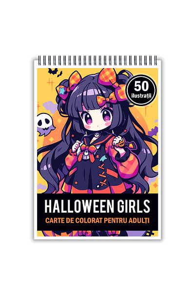 Legendary Gifts Coloring Book, 50 Illustrations, Chibi Halloween Girls, 106 Pages, Format: A5