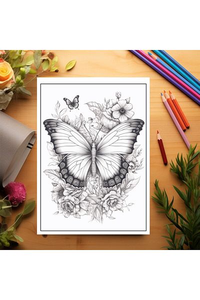 Legendary Gifts Coloring Book, 50 Illustrations, Butterflies - Volume I, 106 Pages, Format: A5