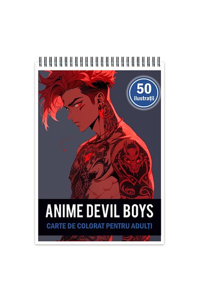 Legendary Gifts Adult Coloring Book, 50 Illustrations, Anime Devil Boys, 106 Pages