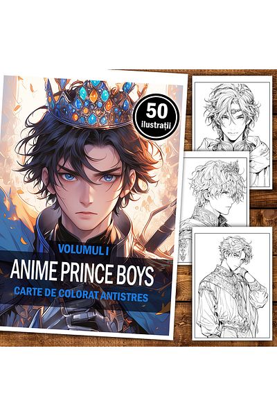 Legendary Gifts Anti-stress Coloring Book, 50 Illustrations, Anime Prince Boys, 106 Pages, Format: A5