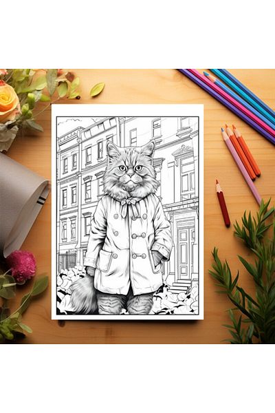 Legendary Gifts Anti-stress Coloring Book, 50 Illustrations, Fantasy Cats, 106 Pages, Format: A5