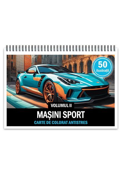 Legendary Gifts Anti-stress Coloring Book, 50 Illustrations, Sports Cars - Volume Ii, 106 Pages, Format: A5