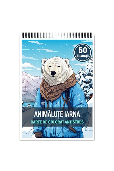 Legendary Gifts Anti-stress Coloring Book, 50 Winter Animals Illustrations, 106 Pages, Format: A5