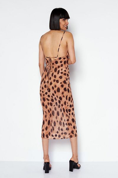 SNDYS Women Animal Print Sheath Dress, Brown
