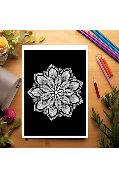 Legendary Gifts Anti-stress Coloring Book, 50 Illustrations, Mandalas With Black Background, 106 Pages, Format: A5