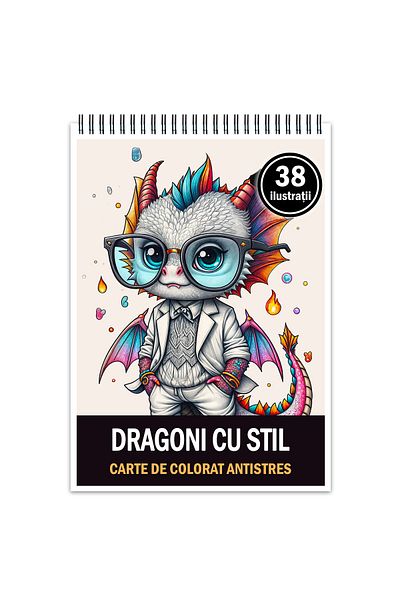 Legendary Gifts Anti-stress Coloring Book, 38 Illustrations Dragons With Style, 84 Pages, Format: A5