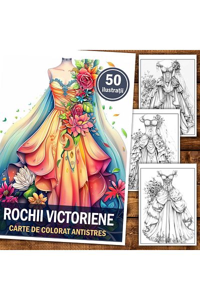 Legendary Gifts Anti-stress Coloring Book, 50 Illustrations, Victorian Dresses, 106 Pages, Format: A5