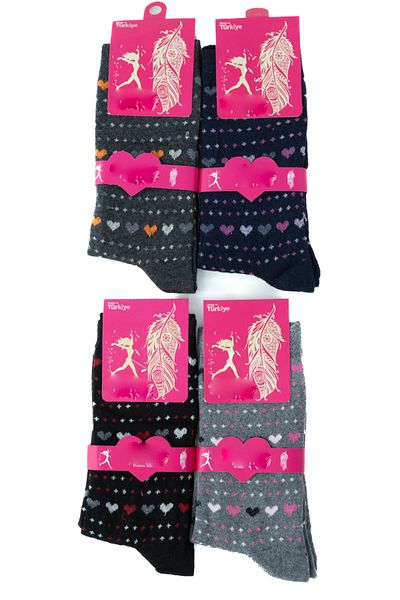 Ottoland Women's Socks 4-Piece Cotton Knitted Ethnic Patterned Lycra Comfortable Comfortable Anti-Pilling