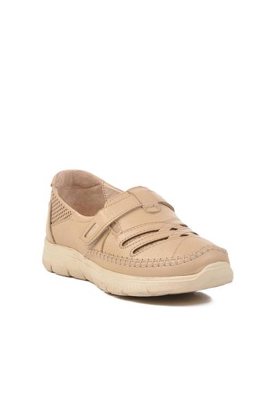 WALKWAY 2504 Z Beige Genuine Leather Women's Casual Shoes