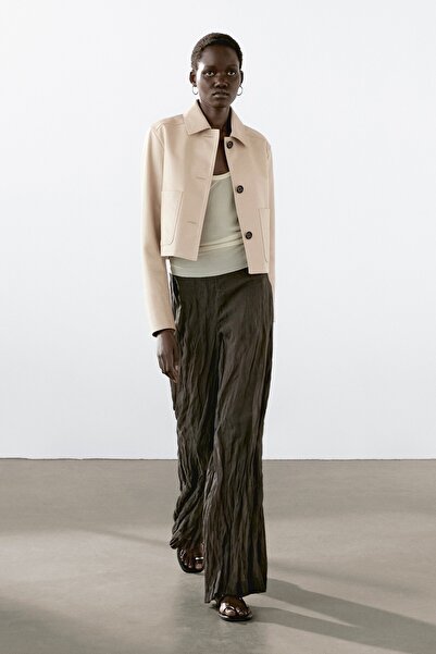 Massimo Dutti Crop napa deri ceket