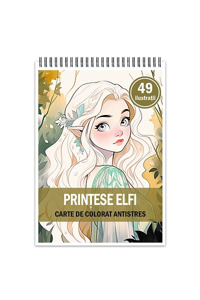 Legendary Gifts Anti-stress Coloring Book, 49 Elf Princess Illustrations, 104 Pages, Format: A5
