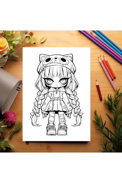 Legendary Gifts Coloring Book, 50 Illustrations, Chibi Horror Girls, 106 Pages, Format: A5