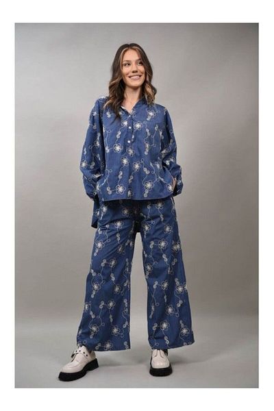 FASHIONLAND Pantaloni Cu Elastic In Talie Full Leght Napoli Talie Unica Albastru