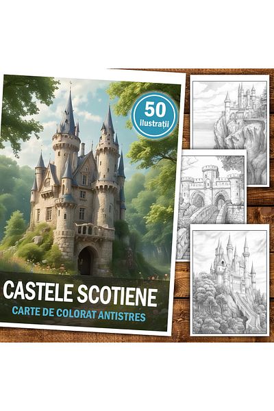 Legendary Gifts Anti-stress Coloring Book, 50 Illustrations Scottish Castles, 106 Pages, Format: A5