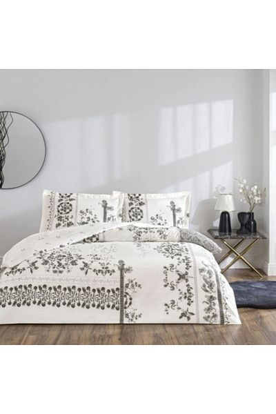 Taç Lenjerie de pat bumbac 100% satinat, cearceaf pilota 200x220cm, motiv floral, TAC Mako-Satin, Climen